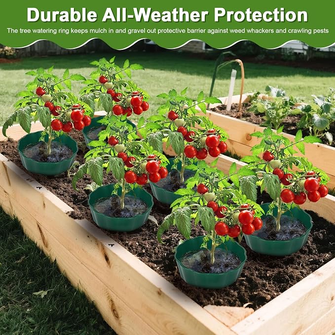 6 Pack Round Planting Grow Rings,7" Planting Protective Round Edging, Plant Support Rings to Protects Plants, Deep Watering Plant Collars for Vegetables Herbs Flowers (Green)