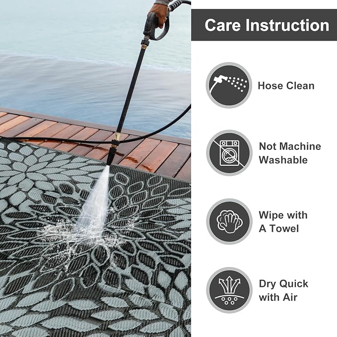 Anidaroel Outdoor Rugs 8x10ft for Patios Clearance Waterproof, Reversible Tropical Plastic Straw Camping Mat Outside Rug, Large Outdoor Area Rug for RV, Porch, Deck, Balcony, Picnic(8'x10')