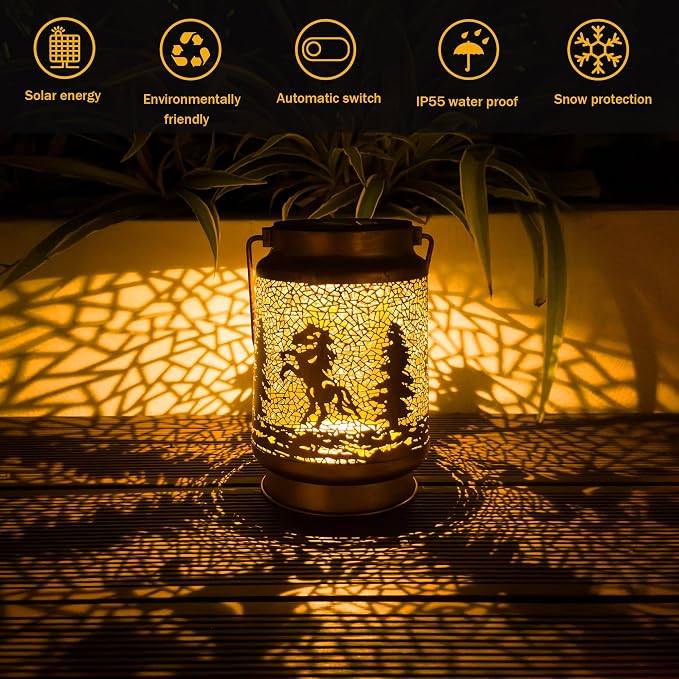 Horse Solar Lanterns Outdoor Waterproof, Horse Gifts for Women Men, Hanging Solar Lights for Yard, Patio, Lawn, Pathway, Tabletop, Porch, Garden Decor