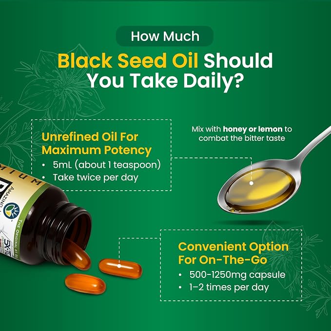 Amazing Herbs Premium Black Seed Oil - Gluten Free, Non GMO, Cold Pressed Nigella Sativa Aids in Digestive Health, Immune Support, Brain Function - 1 Fl Oz (Pack of 3)