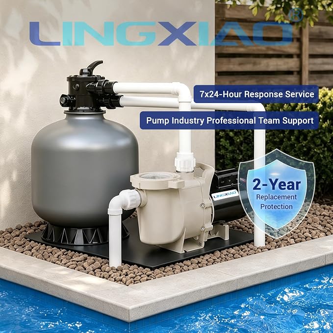 Pool Pump Inground 1HP, 6340 GPH High Flow Self Primming Swimming Pool Pump, 115V/230V, Low Noise, Powerful In/Above Ground Pool Pump with Filter Basket and 2"/1.5" Fittings