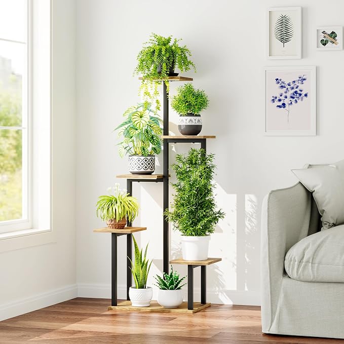 Plant Stand Indoor with Grow Lights - Tiered Corner Shelf Small Metal Lighted Flower Rack Multiple