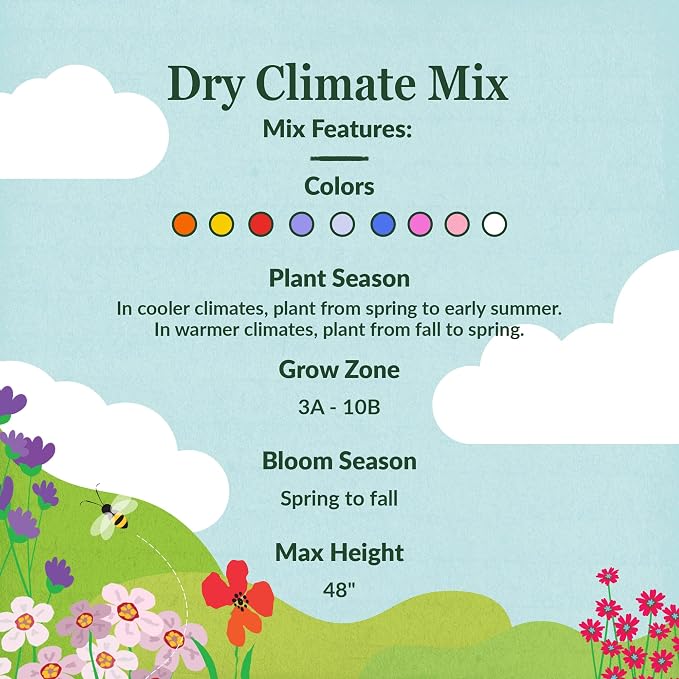 Ferry Morse Wildflower Seeds Mix - Non-GMO, Perennial & Annual, Dry Climate, Wild Flower Mix - 1 lb