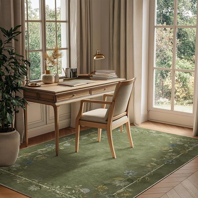 4x6 Washable Area Rugs for Entryway: Small Rug Stain Resistant Non Slip Low Pile Soft Faux Wool Throw Rugs for Living Room Bedroom Kitchen Bathroom Laundry Room Front Door Indoor Entry Home Office
