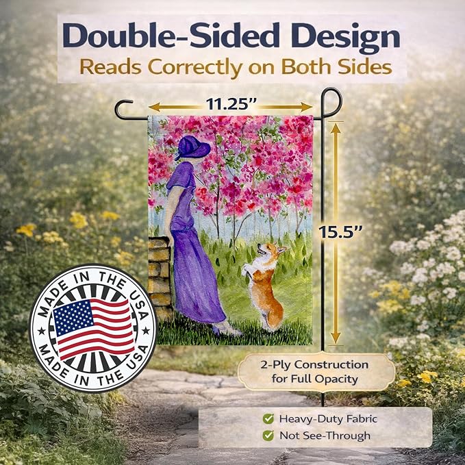 Caroline's Treasures SS8616GF Corgi Garden Flag Mailbox Flag Decorative Yard Flag Banner Outside Patio Artwork Yard Flower Beds, Garden Size, Multicolor