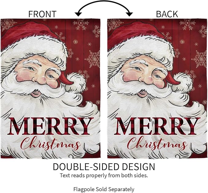 Evergreen Flag Cheerful Santa Applique Garden Flag | 12x18 Inches Double Sided Christmas Garden Flag for Outside | Weather and Fade Resistant | Outdoor Flag Décor for Home, Yards and Gardens