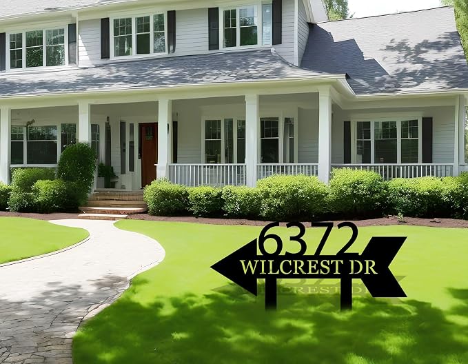 Custom Metal Yard Arrow Address Sign with Stake, Custom Address Sign, Metal Address Numbers, House Address Numbers Plaque, Address Signs For Houses, Floating House Numbers, House Address Number