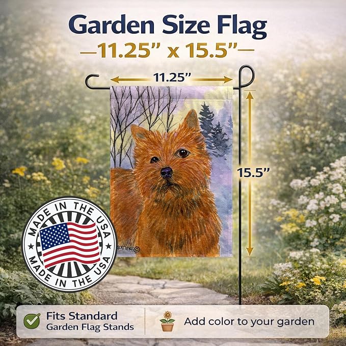 Caroline's Treasures SS1012GF Norwich Terrier Garden Flag Mailbox Flag Decorative Yard Flag Banner Outside Patio Artwork Yard Flower Beds, Garden Size, Multicolor