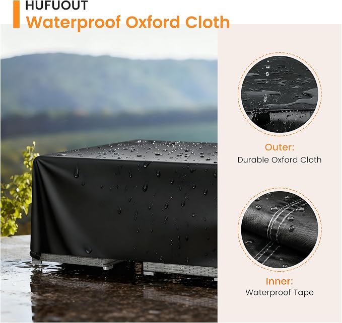 Patio Furniture Covers, Outdoor Furniture Cover Waterproof, General Purpose, Outside Table and Chair Covers, Heavy Duty 420D (Black, 90"L x 64"W x 28"H)