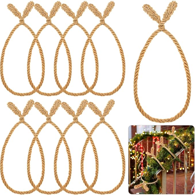 Zhengmy 8 Pcs 20 Inches Christmas Garland Ties Christmas Decorative Twist Ties for Banister Reusable and Flexible Twist for Xmas Home Decorations Holiday Craft Wrapping (Gold)
