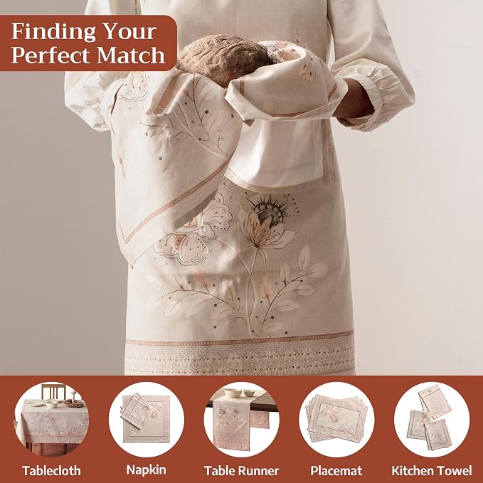 Maison d' Hermine Aprons for women with Pocket 100% Cotton (27.50"x31.50") | Adjustable Neck Strap & long ties Apron Men Chef Wedding Cooking Gardening Server Maid