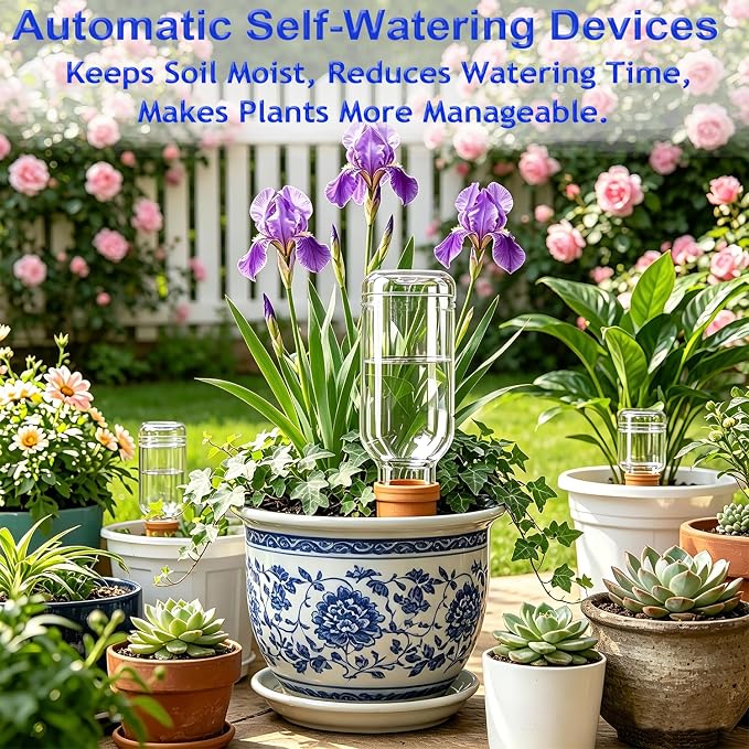 Terracotta Plant Watering Devices, Outdoor Indoor Plant Self Waterer Spikes | 6pcs Self Watering Planter Insert for Garden Potted Plant, Large Automatic Plant Watering Stakes Bulb for Vacation Plant Care