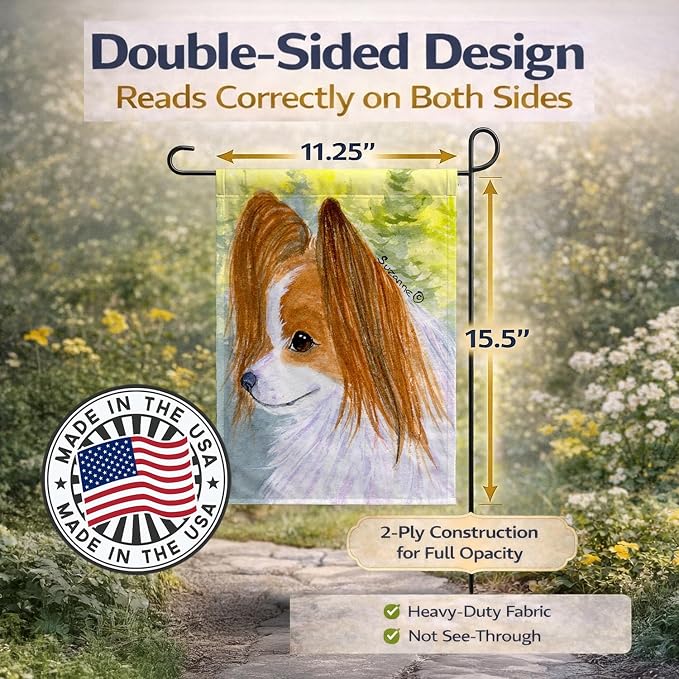 Caroline's Treasures SS1025GF Papillon Garden Flag Mailbox Flag Decorative Yard Flag Banner Outside Patio Artwork Yard Flower Beds, Garden Size, Multicolor