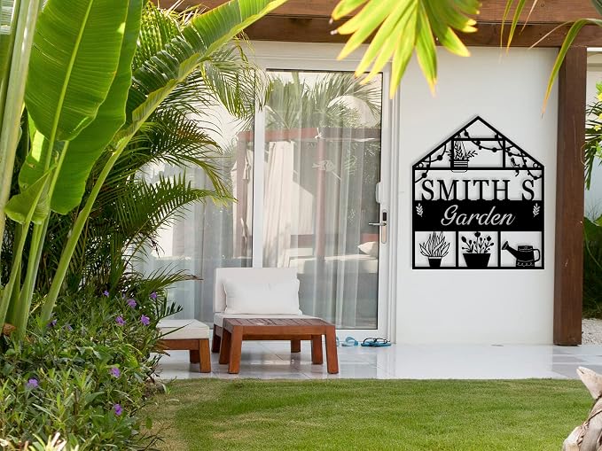 Custom Metal Greenhouse Sign, Personalized Garden Signs, Hanging Decor for Outside, Decorative Outdoor, Grandma's Garden Sign