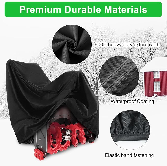 Snow Blower Cover, 600D Heavy Duty Waterproof Oxford Cloth, Universal Fit, Outdoor Protection, Snowblower Cover Universal - Black