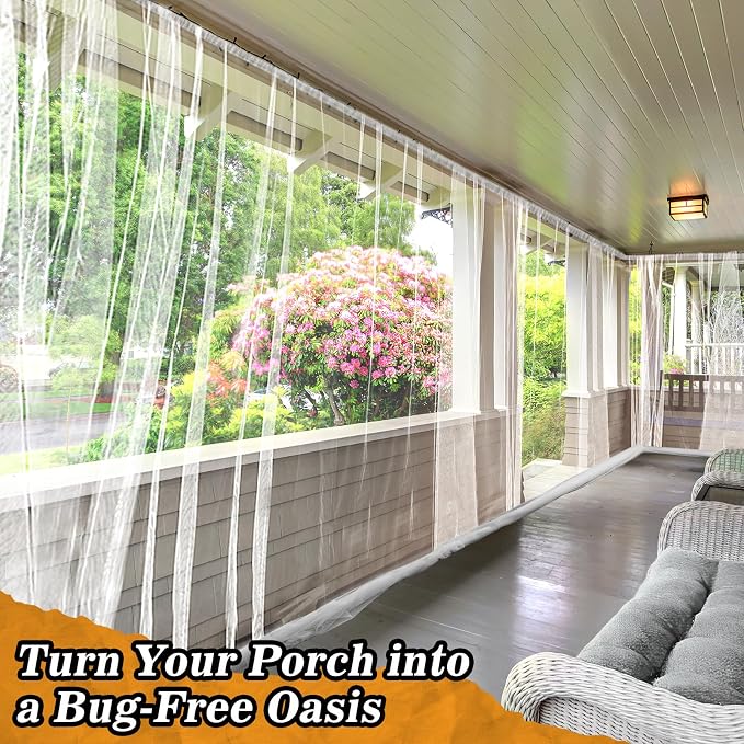 ANPHSIN 65x10ft Ultra fine Mosquito Net for Patio - Mesh Netting Screen for Outdoor Garden Porch Balcony, Protects Skin & Plants from Bugs, Birds, White