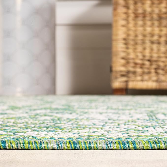 JONATHAN Y Weave Floral Indoor Outdoor Area Rug 3X5 Cream/Green, Tela Bohemian Textured for Backyard, Patio, Porch, Easy-Cleaning, High Traffic, Pet-Friendly, Non-Shedding (SMB100F-3)