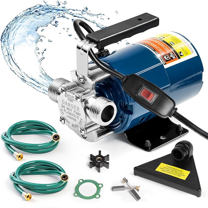 Portable Electric Water Transfer Pump, 115V 1/10HP 330GPH Garden Pump with On/Off Switch Suction Hose Kit for Low Suction Pumping from Garden Pool Aquarium Hot Tub Rain Barrel Water Bed
