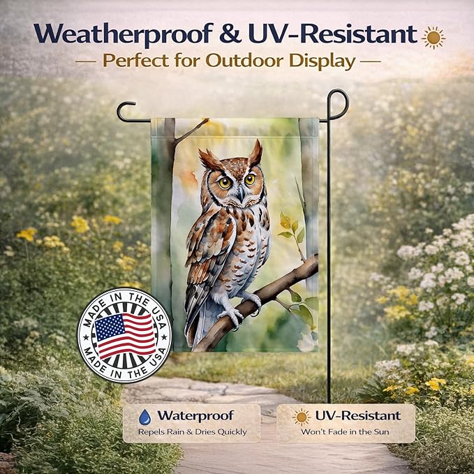 Caroline's Treasures Eastern Screech Owl Garden Flag Mailbox Flag Decorative Yard Flag Banner Outside Patio Artwork Yard Flower Beds, Garden Size, Multicolor