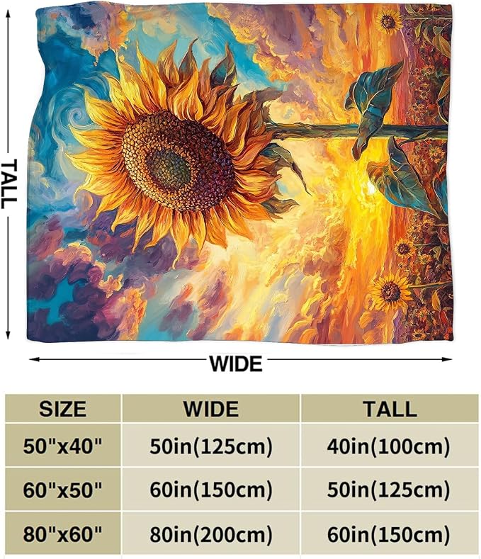 Sunflower Throw Blanket Sunflower Gifts for Girls Women Men Boys Plush Cozy Flannel Fleece Fuzzy Party Blankets Decor 80"X60"