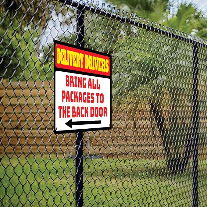 Custom Metal Sign for Outdoor and Indoor made from weatherproof non rusting aluminum. Full Color, UV Ink lasts years. Customized No Trespassing Signs, Personalized Delivery Signs for home or office. 8" x 8" - by ATX CUSTOM SIGNS