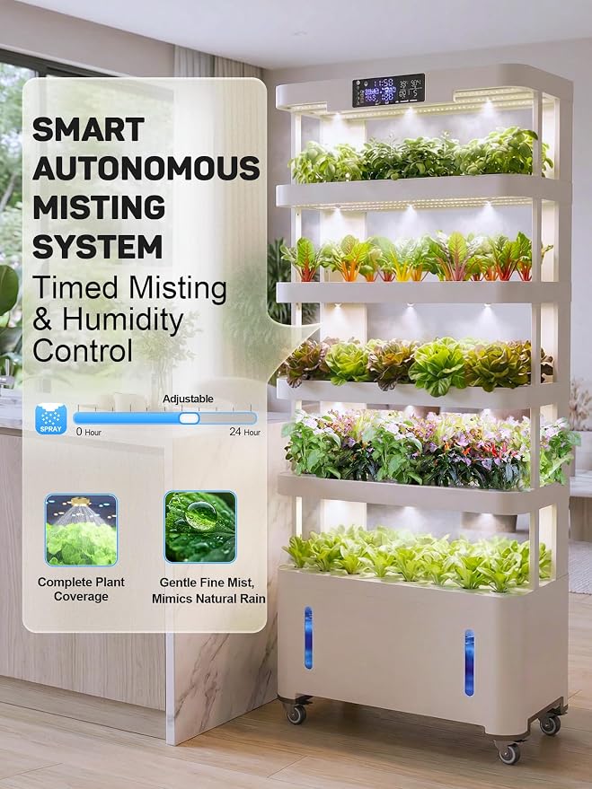 Large Hydroponics Growing System, 148-Pod Vertica Hydroponic Tower Garden | Smart Climate Control, Full-Spectrum Grow Lights, Auto Misting, Quiet Pump, 30-Day Self-Managed for Home & Commercial