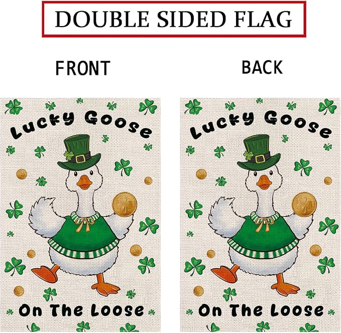 Seasonal Garden Flags - Funny Goose Double Sided Flags Set of 11 Holiday Farmhouse Indoor Halloween Christams Gifts Outdoor Yard Lawn Decorations 12.5x18 Inch