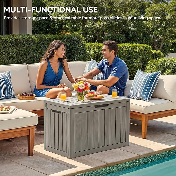 YITAHOME 45 Gallon Deck Box | Outdoor Storage Box for Patio Cushions, Outdoor Tools, Gardening Tools, Sports Equipment, and Throw Pillows, Lockable