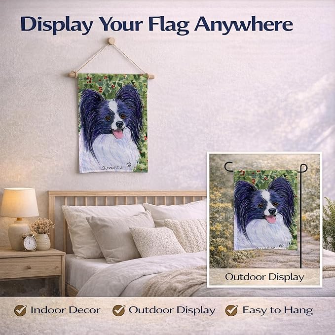 Caroline's Treasures SS8811GF Papillon Garden Flag Mailbox Flag Decorative Yard Flag Banner Outside Patio Artwork Yard Flower Beds, Garden Size, Multicolor
