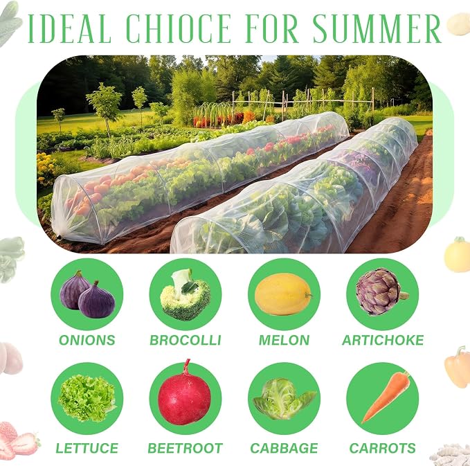 1 Pcs 18 x 118 inch Mesh Garden Greenhouse Tunnel Netting Protection Netting Pest Barrier Vegetable Plant Ultra Fine Mesh Cover Fruit Flowers Row Cover for Raised Beds Garden Greenhouse