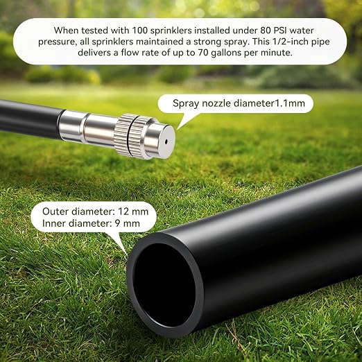 100Ft 1/2" Tubing High-Flow Drip Irrigation System, 360° Adjustable Garden Watering System with 60 Nozzles, Dual-Side Watering Kit for Raised Beds, Greenhouses & Efficient Plant Irrigation