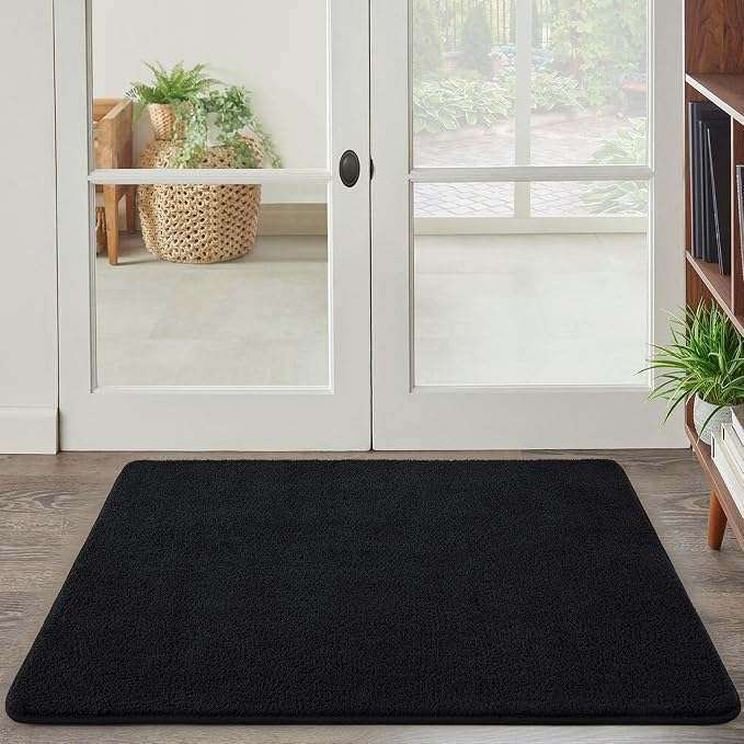 Keeko 2x3 Area Rugs for Living Room,Soft Washable Memory Foam Bedroom Rug | Indoor Throw Rug Low Pile Minimalist Non Slip Carpet for Kids Nursery Classroom Dorm Room Home Decor Black