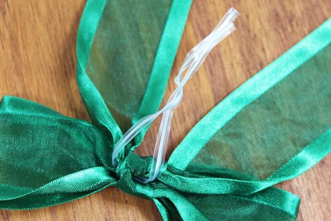 Hunter Green Pre-Tied Organza Bows with Twist Ties - Pack of 12 Satin-Edged Fabric Made of 1-1/2" Ribbon - Measures 4" Wide (12, Hunter Green)