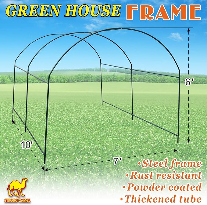 Greenhouse Replacement Frame for 10'X7'X6' Larger Hot Garden House , Support Arch Frame Climbing Plants/Flowers/Vegetables (10'X7'X6')