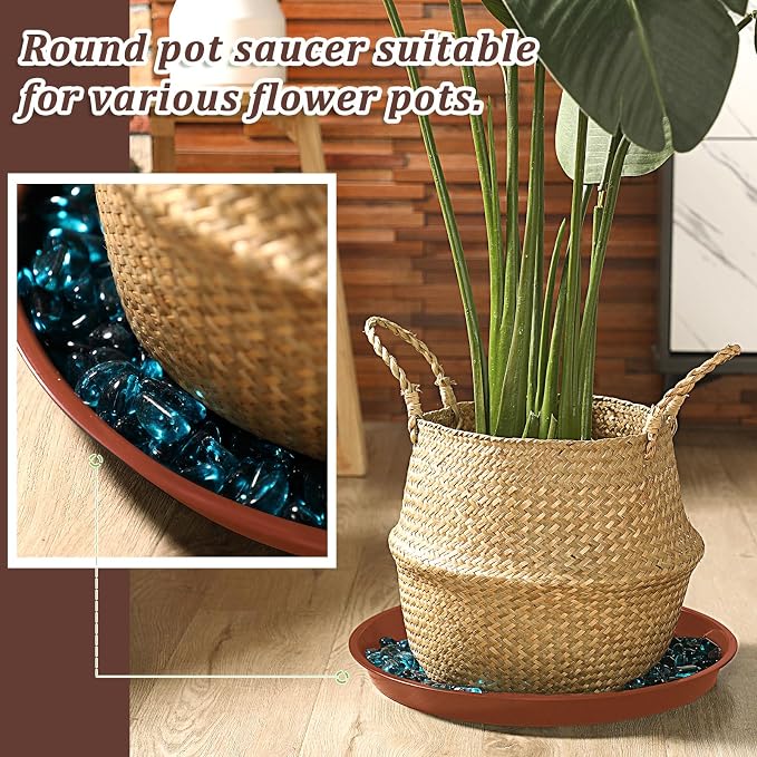 Eccliy 6 Pack Plastic Plant Saucer Heavy Duty Planter Saucers Large Plant Pot Saucers Plastic Water Trays for Indoors and Outdoors Flower Plant Plant Drip (Terracotta,16 Inch)