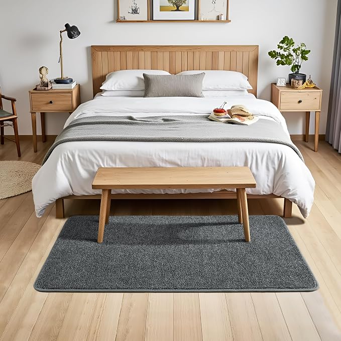 Chicrug Memory Foam 2x4 Small Runner Rugs for Hallway Entryway Bedroom | Modern Low-Pile Carpet Runner Rug for Kitchen, Throw Kids Rug for Bedside Dorm Room Decor, Dark Grey and White