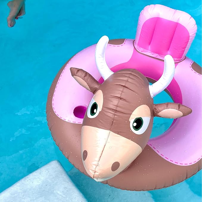 NPW Pink Bull Inflatable Pool Float Ring – Rodeo Western Pool Float for Summer Pool Parties & Bachelorette