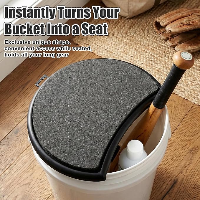Novabright 5 Gallon Kidney Shape Bucket Seat, Bucket Lid Seat with Foam Cushion Padding for Option Ice Fishing, Baseball, Gardening and Camping