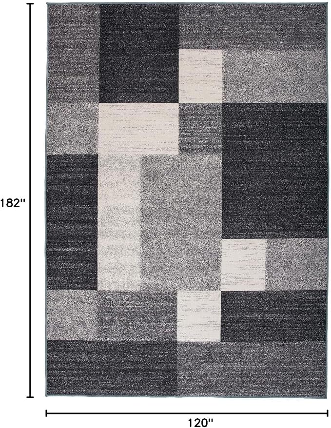 Rugshop Geometric Boxes Non-Slip Modern Living Room Area Rug Gray 4' x 6' | Non-Shedding, Rectangular, Size 4' x 6', Bedroom, Dining Room, Home Office, Kitchen, Entryway, Hallway, Nursery, Kids Room