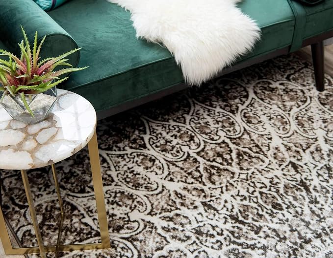 Unique Loom Sofia Collection Area Rug - Grace (6' x 9', Brown/ Ivory)