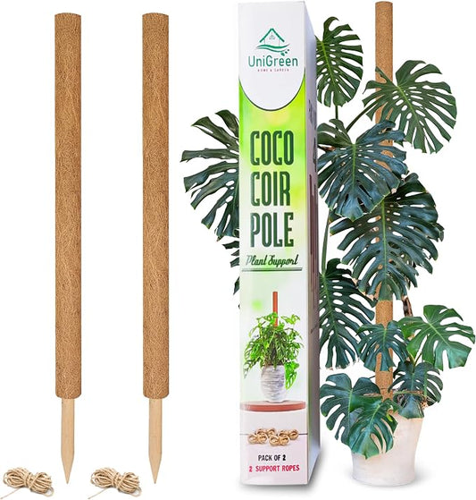 UNIGREEN 2Pack 87'' Large Premium Moss Pole, Coir Totem Poles for Big Indoor Plants, 47'' Moss Sticks for Monstera Plant Support, Plant Pole for Big Climbing Plants Indoor
