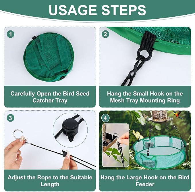 2Pcs Bird Seed Catcher for Outdoor Feeders, Bird Feeder Trays to Catch Seed, Upgraded Version Can Prevent Strong Winds. (16 inches)