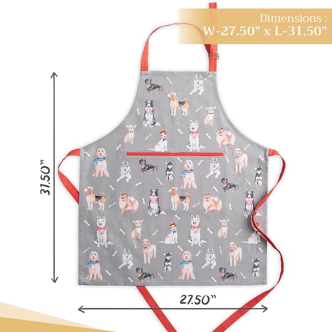 Maison d' Hermine Aprons for women with Pocket 100% Cotton (27.50"x31.50") | Adjustable Neck Strap & long ties Apron Men Chef Wedding Cooking Gardening Server Maid