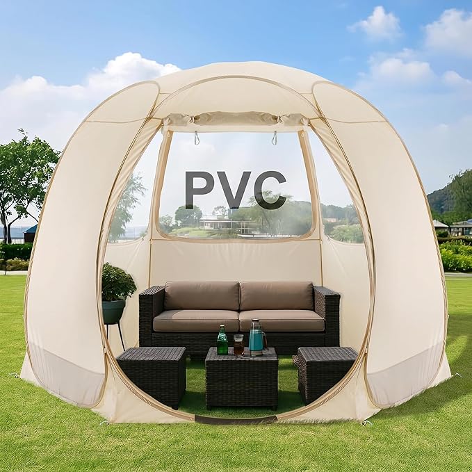 Alvantor Pop Up Screen House Tent, Instant Outdoor Gazebo with Mosquito Netting & UPF 50+ Sun Protection, Portable Canopy Shelter for Patio, Backyard, Camping (2-10 Person)