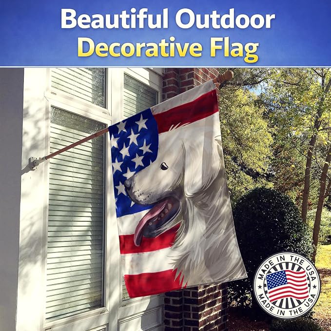 Caroline's Treasures CK6711CHF Slovak Cuvac Dog American Flag House Flag Large Porch Sleeve Pole Decorative Outside Yard Banner Artwork Wall Hanging, Polyester, House Size, Multicolor