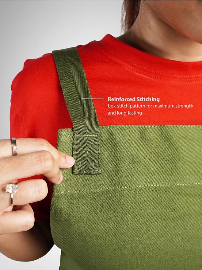 100% Cotton Kitchen Apron with 2 Pockets – Adjustable Chef Apron for Cooking Baking BBQ – Unisex Apron