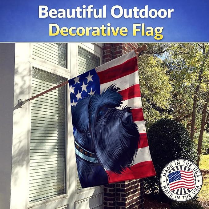 Caroline's Treasures CK6540CHF Giant Schnauzer Dog American Flag House Flag Large Porch Sleeve Pole Decorative Outside Yard Banner Artwork Wall Hanging, Polyester, House Size, Multicolor