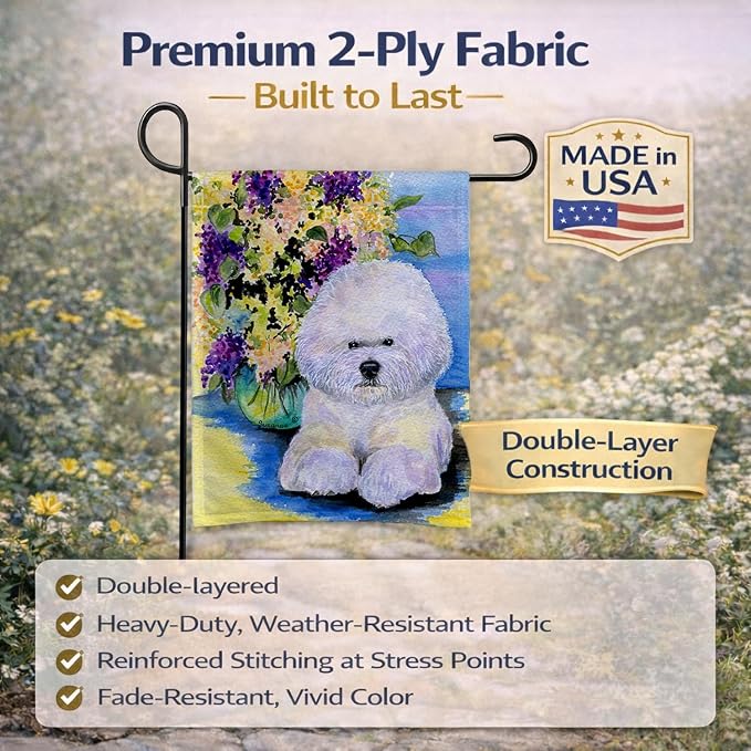 Caroline's Treasures SS8295GF Bichon Frise Garden Flag Mailbox Flag Decorative Yard Flag Banner Outside Patio Artwork Yard Flower Beds, Garden Size, Multicolor