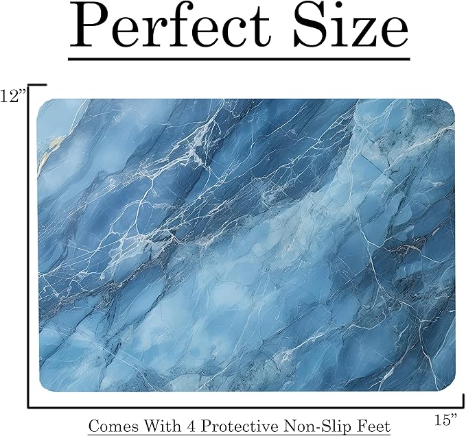 Blue Marble Kitchen Glass Cutting Board Ocean Decorative Gift Marbled Granite Stone Rock Gift For Her Mom Wife (Blue Marble)