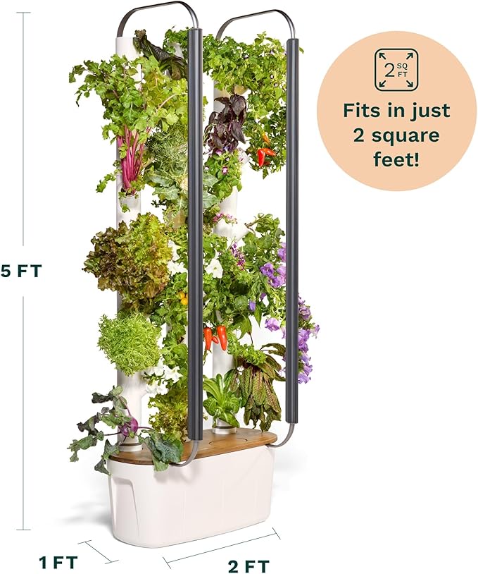 Gardyn Home 4 Vertical Hydroponics Growing System Kit - 30 Plants | AI-Powered Smart Garden with LED Grow Lights. Grow pesticide-free, non-GMO greens & veggies at home—safe, recall-free